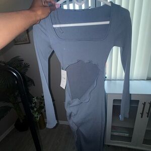 Fashion Nova Blue Asymmetrical Cut-Out Dress